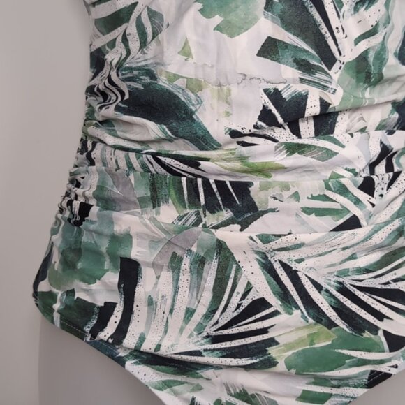 Niptuck Joanne MultiFit Cup One Piece Swimsuit Twisted Ruched Slimming Palm Leaf - Picture 4 of 11